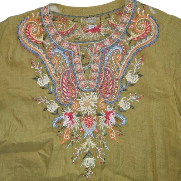 Johnny Was Embroidered Viper Tikal Swing Blouse Top Popover Boho Size S - Picture 2 of 10